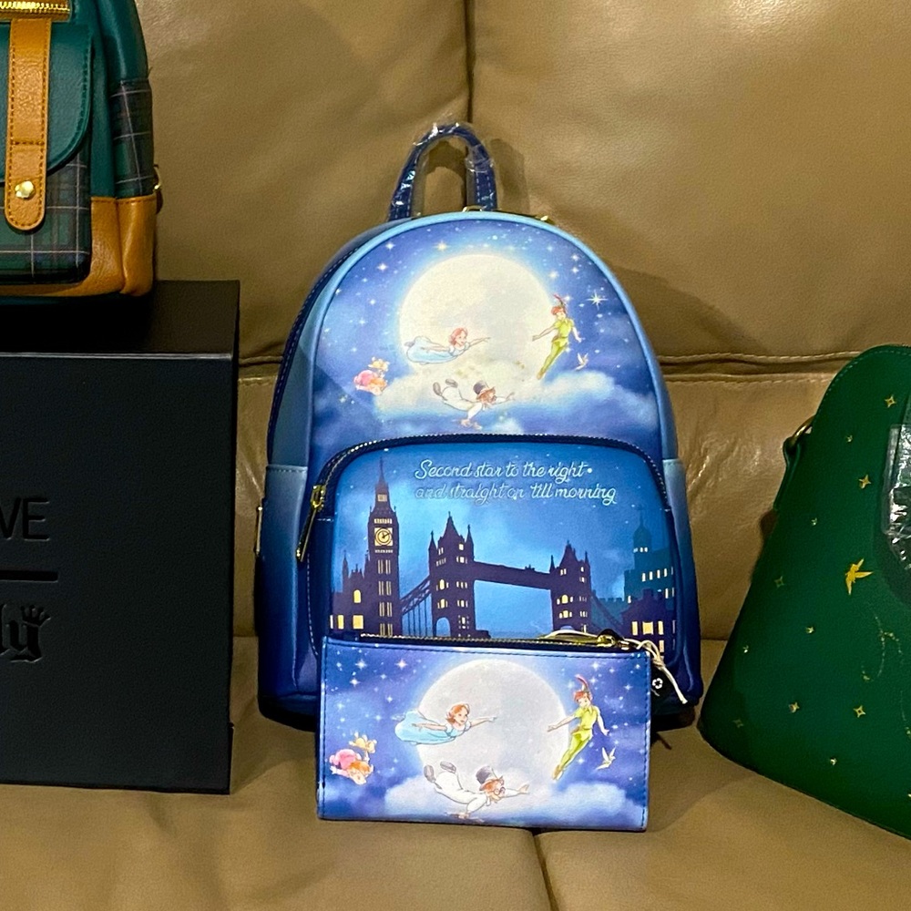 Peter Pan glow inthe dark mini backpack and wallet